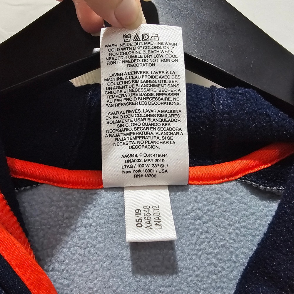 Adidas Boys Size 14/16 Gray Navy Blue Orange Logo Pullover Hoodie Athleticwear - Picture 5 of 7